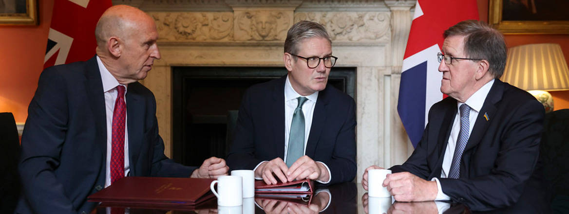 Kicking things off: UK Prime Minister Keir Starmer and Defence Secretary John Healey with Lord Robertson, the chair of the Strategic Defence Review